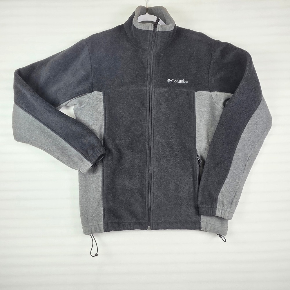 Columbia Fleece Jacket Mens Medium Grey Full Zip Gorpcore Indie Sleaze 2000s